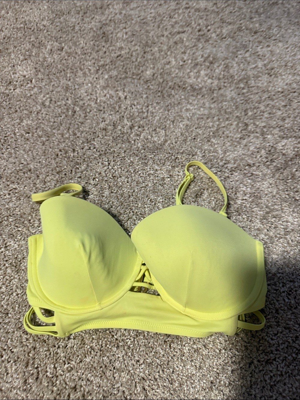 Victoria's Secret Neon Yellow Push-Up Bra with Strappy Sides